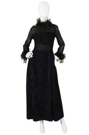 1960s Silk, Velvet & Feather Mollie Parnis Dress