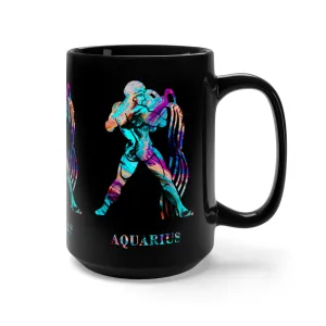 Aquarius Zodiac Sign Black Mug 15oz
