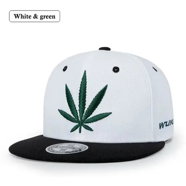 Hip hop fashion maple leaf embroidery baseball cap
