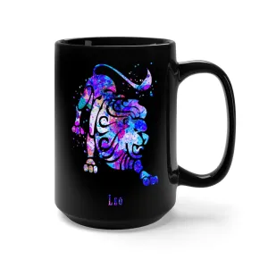 Leo Zodiac Sign Black Mug 15oz