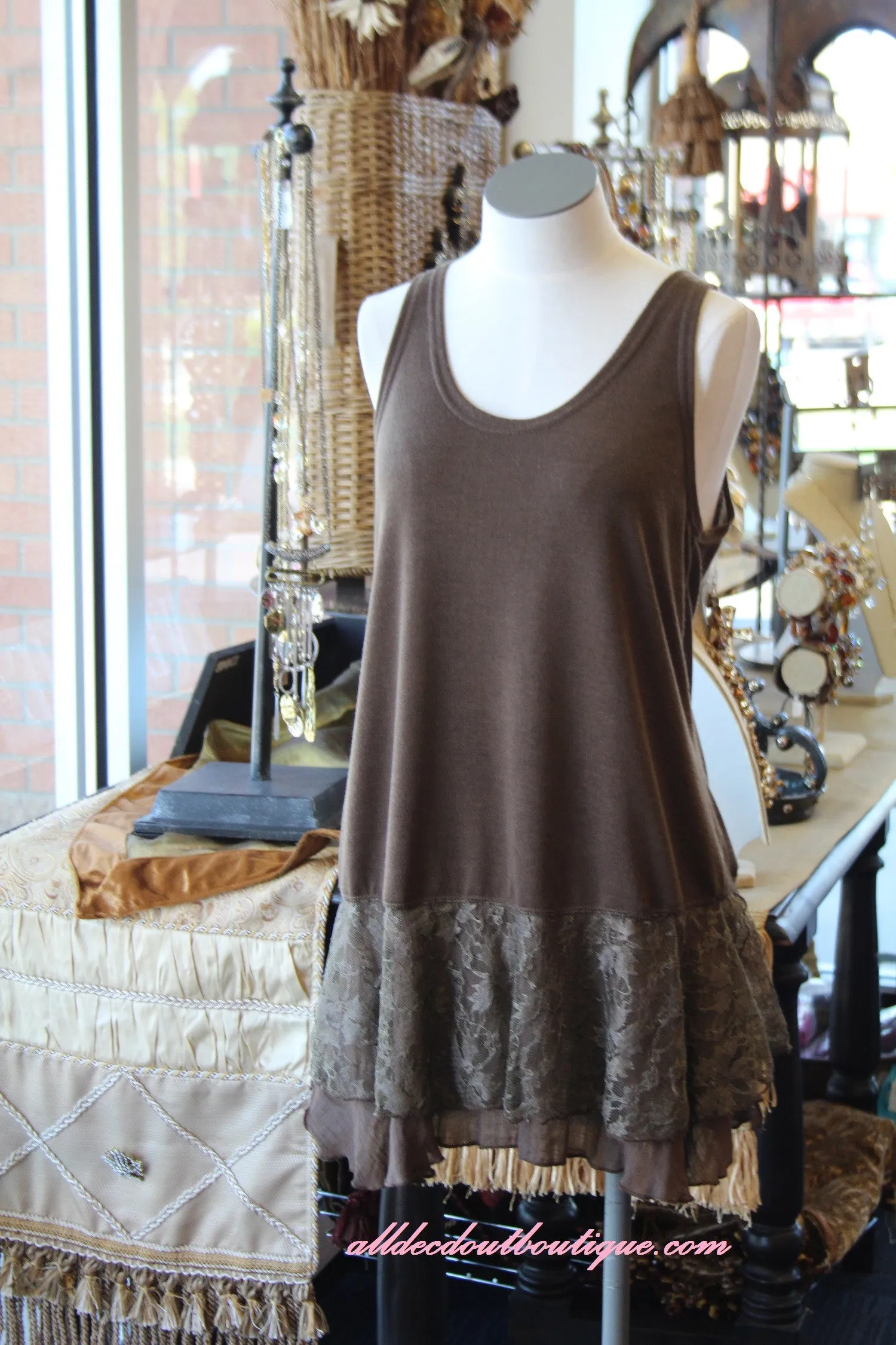 Pretty Angel | Lace Slip Dress Coffee