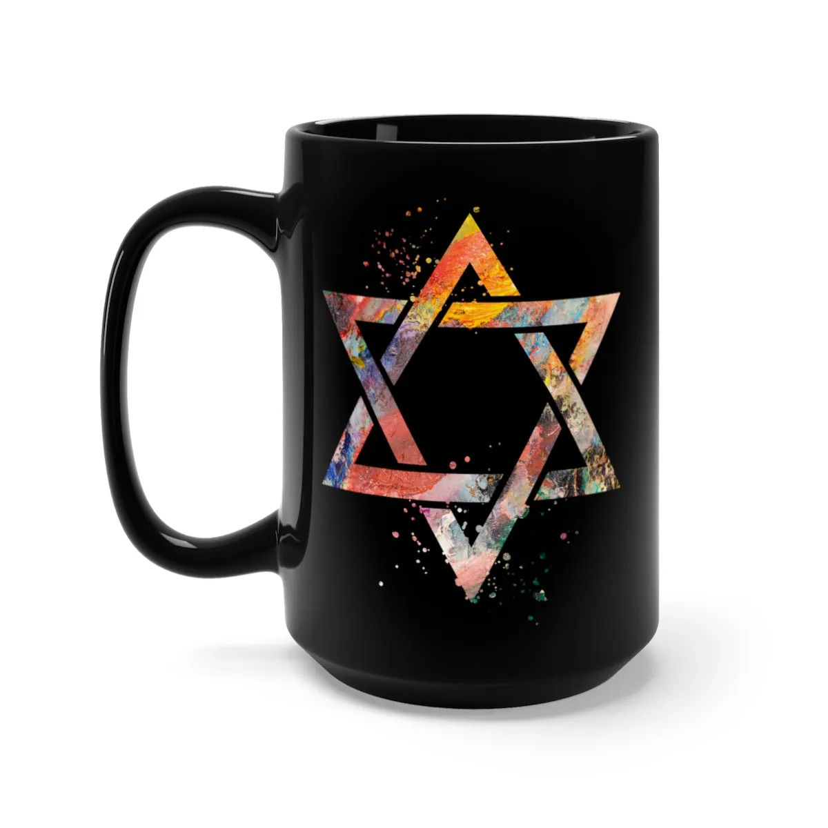 Star Of David  Black Mug 15oz