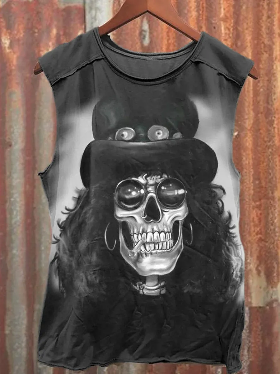 Unisex Retro Rock Music Printed Casual Tank Top