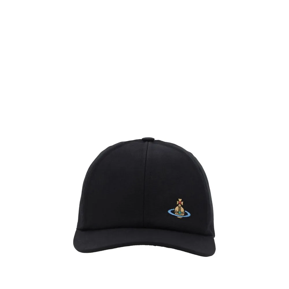 Vivienne Westwood Men Black Baseball Hat Cotton Adjustable Embroidery Casual Cap